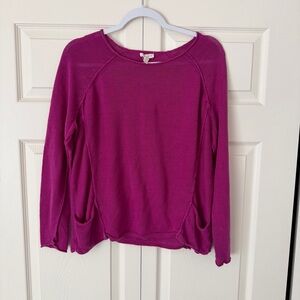 Eileen Fisher Women's organic linen sweater size medium pullover magenta purple